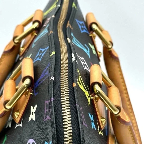 Louis Vuitton Murakami Alma PM Black Multicolor Satchel with Lock & Key Genuine - Picture 8 of 16